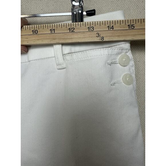 Talbots White Cotton Blend Stretch Pants Button Front Pocket Design Size 4 EUC - Picture 7 of 14